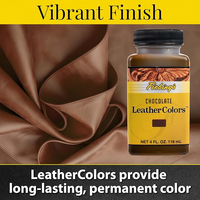 Fiebing's LeatherColors (4 Fl Oz, Chocolate) - Leather Dye for Natural Leather - Water-Based, Non-Flammable Formula - Permanent & Penetrating Color for Shoes, Boots, Furniture - Safe for Institutions