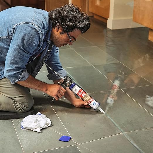 GE Advanced Silicone Caulk for Kitchen & Bathroom, White, 10 fl oz Cartridge, 12 Pack - 100% Waterproof Silicone Sealant, 5X Stronger Adhesion, Shrink & Crack Proof