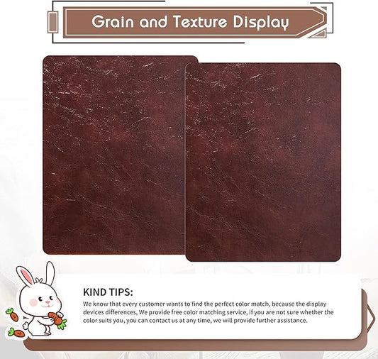 KING MOUNTAIN Leather Repair Patch,2 Packs 9 x 11 Inches self Adhesive Leather Repair Tape for Damaged Leather Furniture, Sofa Seating,Car Seats, Leather Goods（Red Brown）