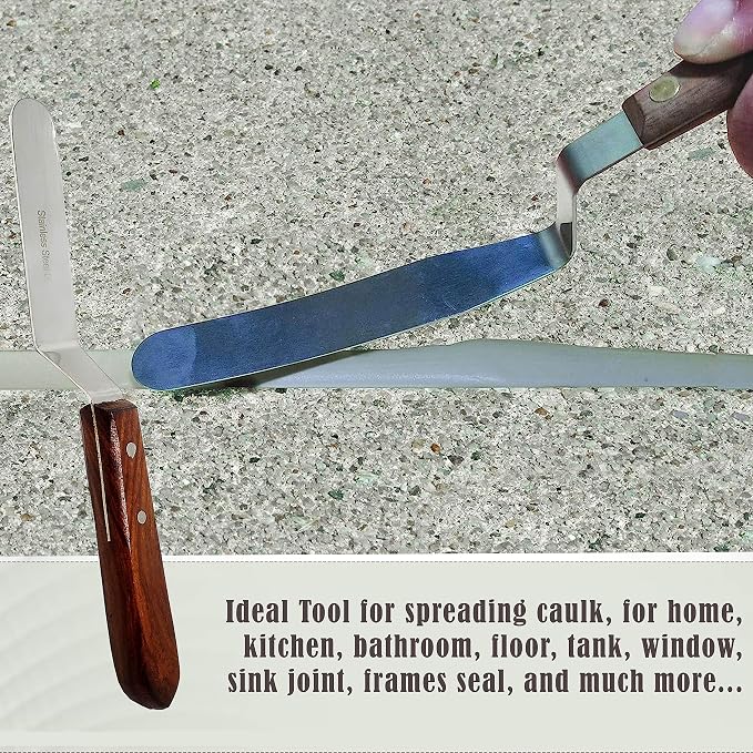 A2Z Scilab 4pcs Caulking Tools Spatulas, Stainless Steel Caulking Finishing Tool, Caulk Smoothing Tool, Sealant Grout Caulk Applicator Tool for Ceramic Tiles, Baseboards, Kitchens, Bathrooms