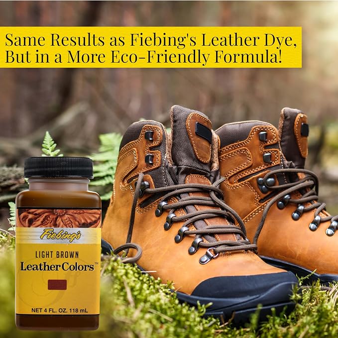 Fiebing's LeatherColors (4 Fl Oz, Light Brown) - Leather Dye for Leather - Water-Based, Non-Flammable Formula - Permanent & Penetrating Color for Shoes, Boots, Furniture - Safe for Institution Use