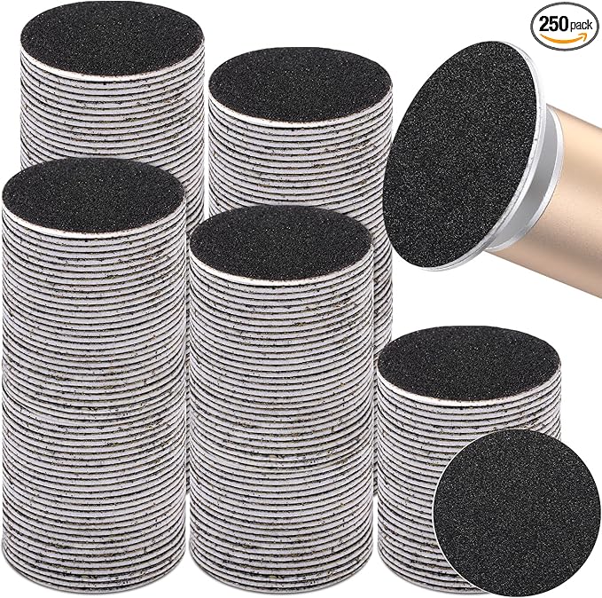 Gisafai 250 Pcs 100 Grit Sanding Replacement Pad Bulk Sandpaper Disk for Electric Foot File Callus Remover Tool Black Foot File Disc for Men Women Heels Dead Cracked Skin Dry Dead Skin Removal