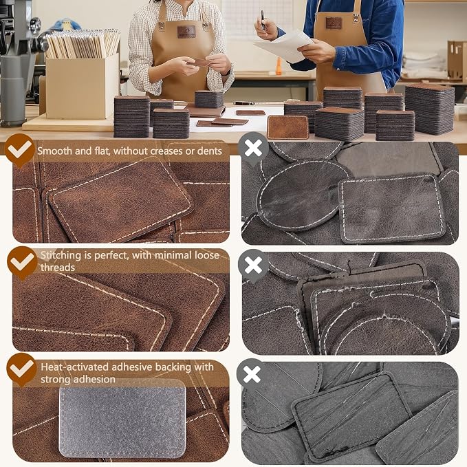 80 Pack Blank Leather Patches with Adhesive, Rectangle Laser Engravable Faux Leatherette Patch for Hats Custom, Fabric Repair Sew, Engraving Materials, Gifts, DIY (Rustic, 3 x 2 in)