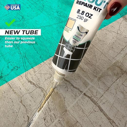 PentaUSA Tile Grout Repair Kit with Removal Tool - Premixed Acrylic Sanded Grout Filler for Bathroom, Shower, and Kitchen, Includes Applicator Spatula, and Sponge Warm Beige (8.8oz / 250g)