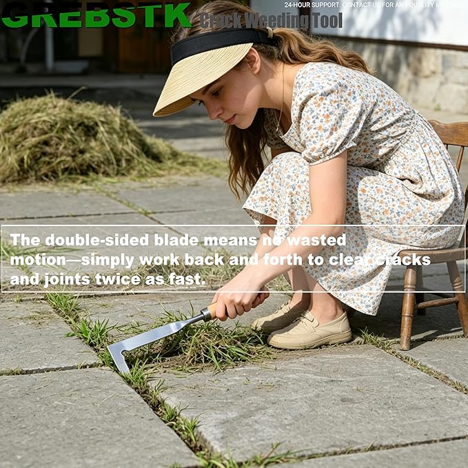 GREBSTK Crack Weeder Crevice Weeding Tool Manual Weeder Beech Handle Lawn Yard Gardening Tool
