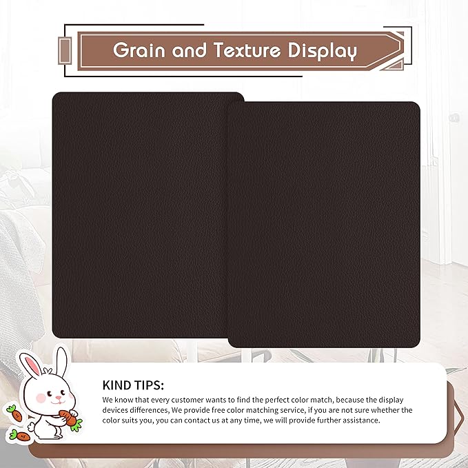 KING MOUNTAIN Leather Repair Patch,2 Packs 9 x 11 Inches self Adhesive Leather Repair Tape for Damaged Leather Furniture, Sofa Seating,Car Seats, Leather Goods(Dark Brown)