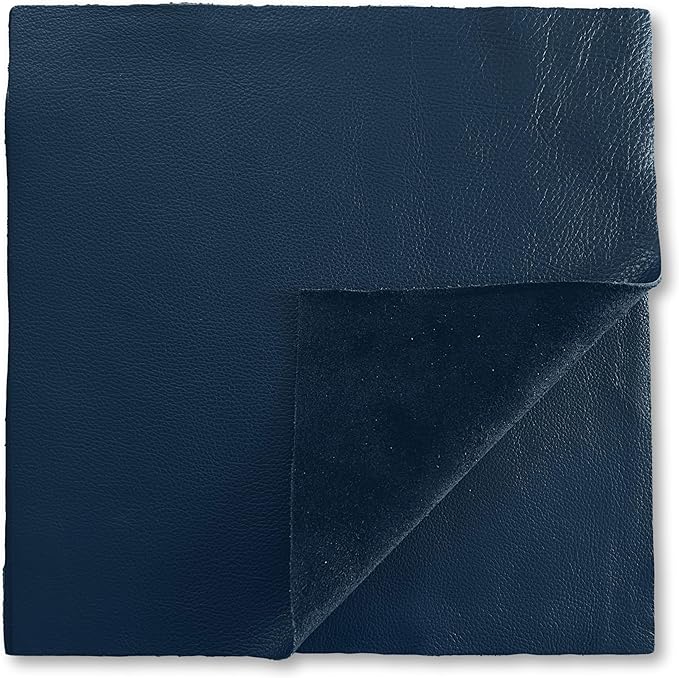 Natural Grain Cow Leathers: 12'' x 12'' Pre-Cut Leather Pieces (Navy, 5 Pieces)