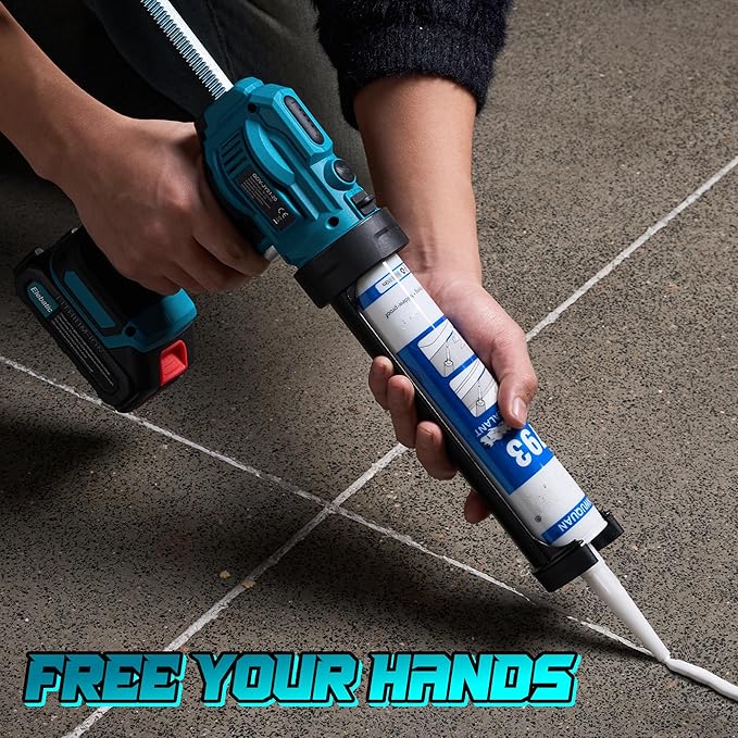 Electric Caulking Gun Compatible with Makita18V-21V Batteries, 4 Adjustable Speeds up to 190 mm/min, 450LM built-in LED Light, Dripless Caulking Gun Cordless for Filling, Sealing(Tool only)