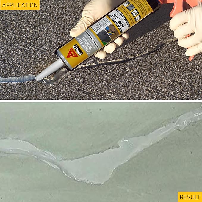 SIKA Sikaflex Crack Flex Sealant - Gray, High-Performance Polyurethane, Self-Leveling, Textured - Waterproof Seal for Horizontal Cracks - 10.1 fl. oz (Pack of 12)