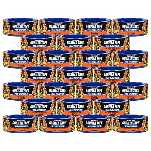 Gorilla All Weather Duct Tape, Black, 1.88" x 25 yd (Pack of 25) - UV and Temperature Resistant Waterproof Tape for Outdoor Repairs