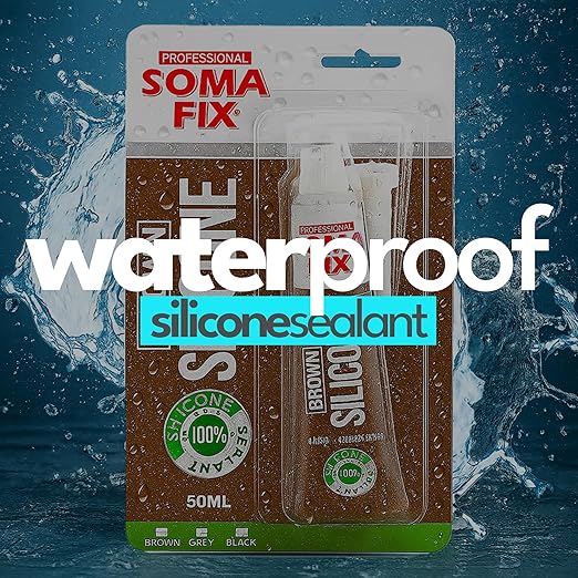 Brown Silicone Caulk - Easy Squeeze Caulking Tube, Silicone Sealant for Wood, Kitchen, Bathroom, Sink, Windows - Multi Purpose & Waterproof - 1.7 fl. oz (Brown)