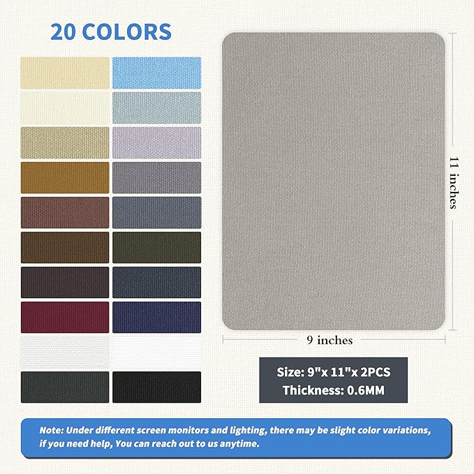 KING MOUNTAIN Canvas Repair Patch 9 x11 Inch 2 Pcs Self-Adhesive Waterproof Fabric Patch for Sofas, Tents, Furniture,Tote Bags, Car Seats (Light Grey)