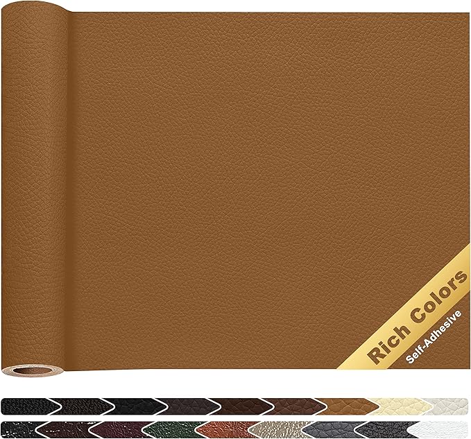 KING MOUNTAIN Leather Repair Patch,16 x 60 Inches self Adhesive Leather Repair Tape for Damaged Leather Furniture, Sofa Seating,Car Seats, Leather Goods(Light Brown)