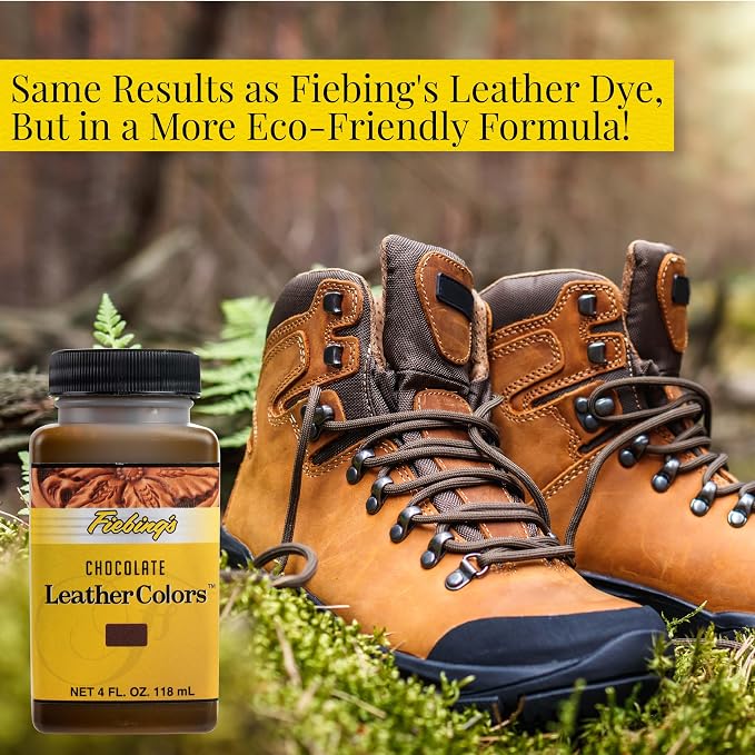 Fiebing's LeatherColors (4 Fl Oz, Chocolate) - Leather Dye for Natural Leather - Water-Based, Non-Flammable Formula - Permanent & Penetrating Color for Shoes, Boots, Furniture - Safe for Institutions
