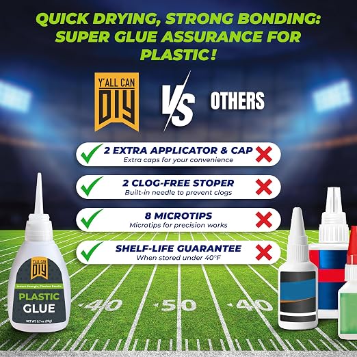 Plastic Glue for Models, Miniatures, Legos, PLA & 3D Printing Repair – Fast Setting Heavy Duty Strong Super Glue for Plastic 20g (2 Pack)