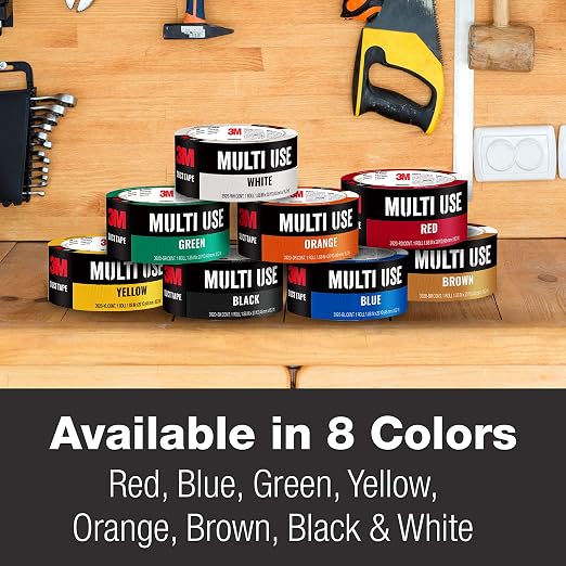 3M Multi-Use Colored Duct Tape White, 1.88 Inches by 20 Yards, 3920-WH, 1 Roll (Pack of 2)