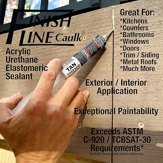– Acrylic Urethane Elastomeric Sealant – Pre-Filled Precision Caulk Gun – Tan – 1 oz Tube – Flexible & Durable Sealant for Trim, Baseboards, and Small Cracks