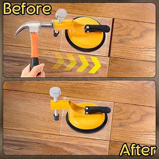 Floor Gap Fixer Tool Heavy Duty - Suction Cup Tile Wood Floor Repair Tool with PVC Adhesive Sheets Felt Pads and Scraper, Noise Reducing Gap Opener for Home