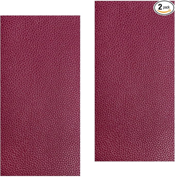 2 PCS Leather Repair Patch Tape, 4 x 8 Inch Self-Adhesive PU Vinyl Repair Patch Kit, Universal Waterproof DIY Leather Repair Tape for Car Seat Furniture Couch Chair (Wine Red)