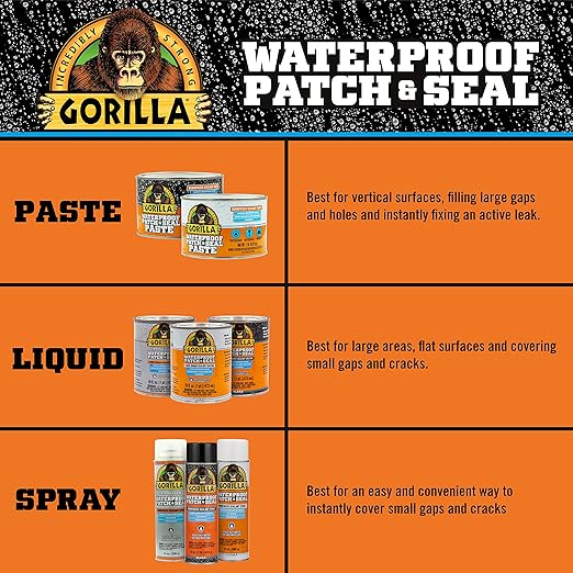 Gorilla Waterproof Patch & Seal Rubberized Sealant Paste; White; 1lb Can (Pack of 1)