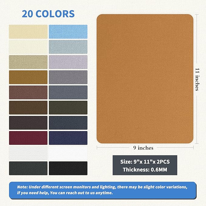 KING MOUNTAIN Canvas Repair Patch 9 x11 Inch 2 Pcs Self-Adhesive Waterproof Fabric Patch for Sofas, Tents, Furniture,Tote Bags, Car Seats (Light Brown)
