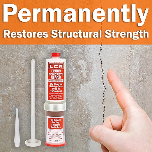 POLYGEM EPOXY LCR Injection Epoxy Part A Resin and B Hardener with 7 Ports for Repair of Concrete Foundation Cracks, Use Paste Vertical Cracks or Alone on Horizontal Surfaces