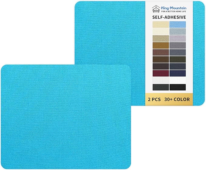 KING MOUNTAIN Canvas Repair Patch 9 x11 Inch 2 Pcs Self-Adhesive Waterproof Fabric Patch for Sofas, Tents, Furniture,Tote Bags, Car Seats (Blue)