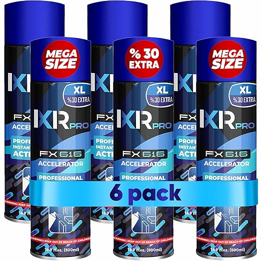 ixirpro CA Glue Activator Spray (6x16.9 oz) – Super Glue Accelerator for Instant Bonding | Fast-Drying Cyanoacrylate Activator for Woodworking, Plastic, Metal, 3D Printing, Guitar, DIY, and Repairs