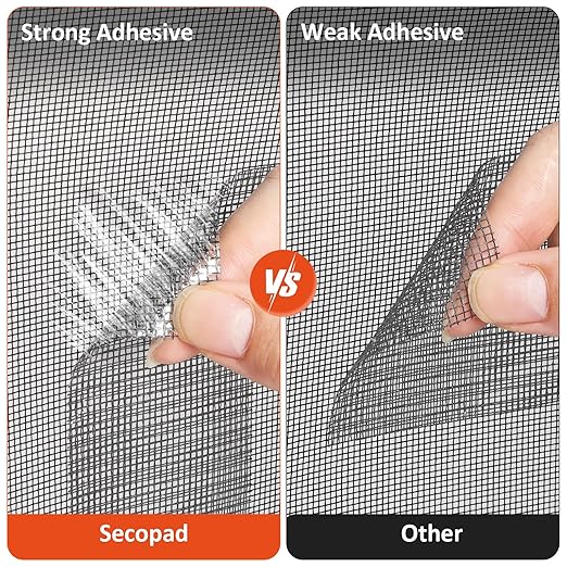 Secopad Grey Screen Repair Tape, 2" X 180" (15FT) Window Screen Door Repair Kit, Strong Adhesive Fiberglass Patch Tape Mesh