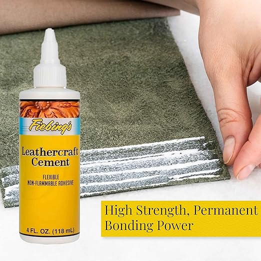 Fiebing's Leathercraft Cement - Leather Glue Adhesive (2 Pack, 4 oz Each) - Quick Drying, High Strength, Flexible, Non-Toxic, Permanent Bonding Leather Repair for Jackets, Shoes, Furniture, Purse