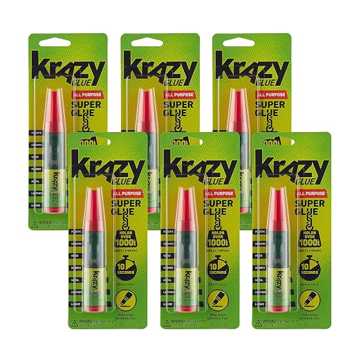 Krazy Glue All Purpose Precision Control Superglue Pen (4g), Clear, Fast-Drying Adhesive, One-Drop Applicator for Plastic, Ceramic, Wood, Rubber, Metal, Leather & More (6 Pack)
