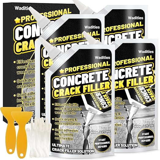 Concrete Crack Filler, 5.3LB High Elasticity Self Leveling Cement Crack Filler, Slab Concrete Waterproof Repair Sealant for Driveway, Walkway, Patio, Joint, Outdoor Quick Drying Sealer - Grey
