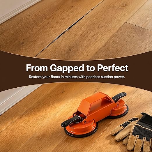 Heavy Duty 45° Floor Gap Fixer Tool with 10 Reusable Inserts, Heavy-Duty Suction Cup Puller for Hardwood Laminate Vinyl Tile, Aluminum Alloy Floor Repair & Closing Tool