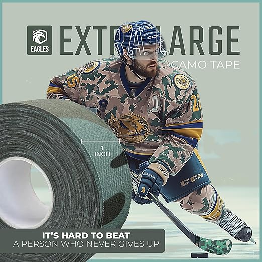 EAGLES Camo Tape Hockey Tape Multipurpose Cloth Tape Roll for Lacrosse Baseball & Softball Bats, Rackets, Pullup Bars, Handle Gardening Tools, Over Grip - Non-Reflective Camouflage Wrap