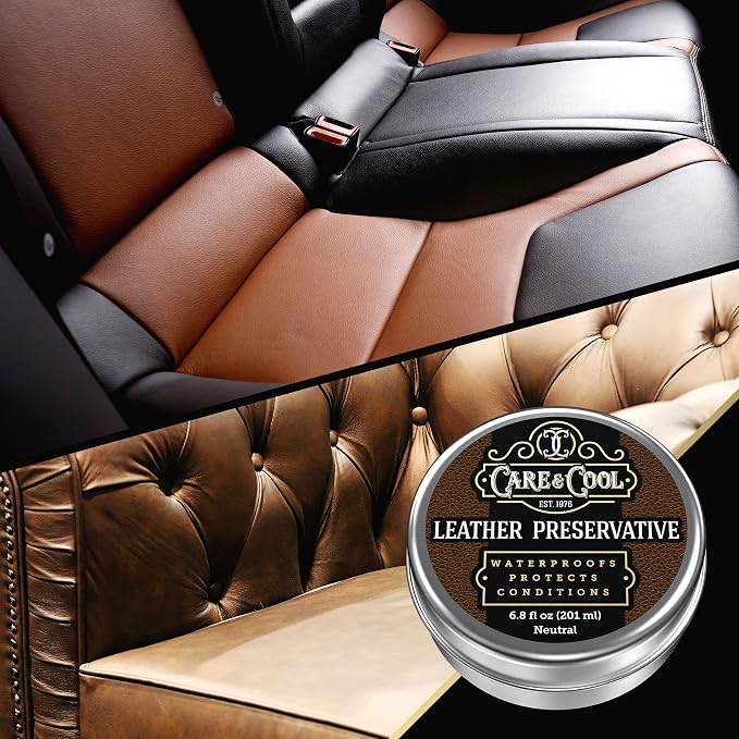 Care & Cool Ultimate Leather Conditioner and Protector (6.8 oz). Waterproofs, Restores, and Heals Your Shoes, Boots, Purses, Jackets, Couch, and Furniture. Setting the Standards Since 1976.