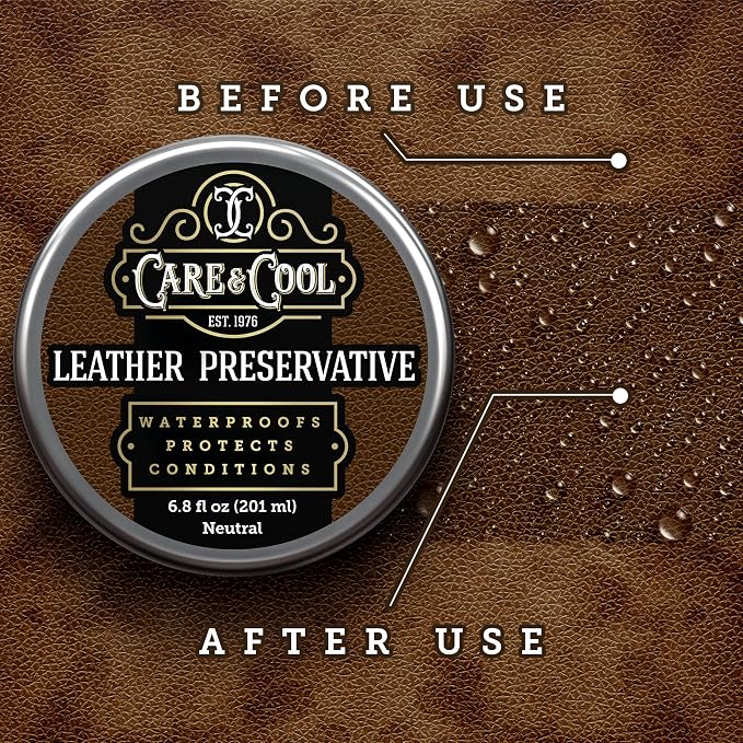 Care & Cool Ultimate Leather Conditioner and Protector (6.8 oz). Waterproofs, Restores, and Heals Your Shoes, Boots, Purses, Jackets, Couch, and Furniture. Setting the Standards Since 1976.