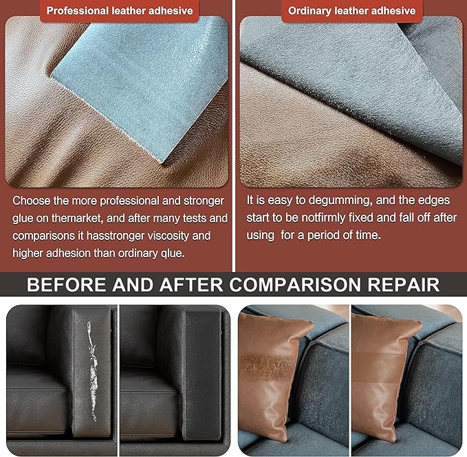 Leather Repair Patch Tape Kit, Self Adhesive Leather Repair for Furniture, Couch, Sofa, Car Seats,Office Chair,Vinyl Repair Kit.4.8inx60in