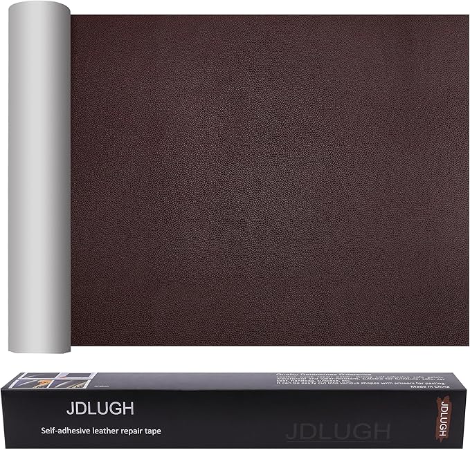 JDLUGH Sofa Leather Repair Patch Tape, Large Self Adhesive Couch, Car Seat, Office Chair, Leather Furniture, Vinyl Repair Patch Kit for Furniture (15x60 Inch, Brownish Brown)