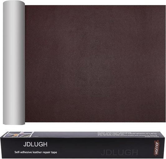 JDLUGH Sofa Leather Repair Patch Tape, Large Self Adhesive Couch, Car Seat, Office Chair, Leather Furniture, Vinyl Repair Patch Kit for Furniture (15x60 Inch, Brownish Brown)