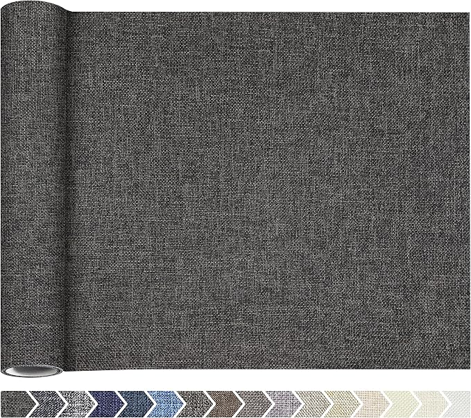 KING MOUNTAIN Fine Linen Repair Patches, Self-Adhesive Linen Fabric Patches, 12X40 inch Extra Size, Multi Color, Can be Used for Linen Sofa Repair (12" x 40",Dark Grey 2.0)