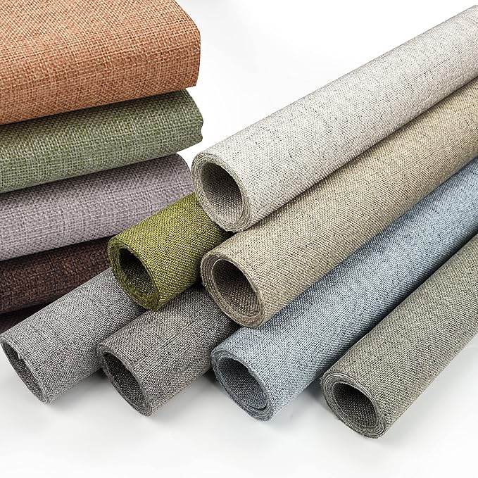 Fine Linen Fabric Patches, Self-Adhesive, 12x40 Inch, Multi Color, for Sofa & Furniture Repair