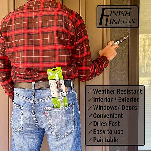 – Acrylic Urethane Elastomeric Sealant – Pre-Filled Precision Caulk Gun – Tan – 1 oz Tube – Flexible & Durable Sealant for Trim, Baseboards, and Small Cracks