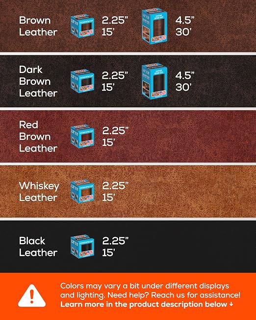 MATCH 'N PATCH Whiskey Leather Repair Tape, 2.25" x 15' for Furniture | Realistic Faux Leather Patches for Couch, Sofa, Upholstery, Car Seat & Other Furniture, Vinyl Repair Kit, Self Adhesive Patch