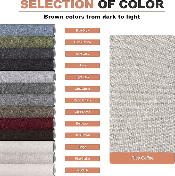 KING MOUNTAIN Fine Linen Repair Patches, Self-Adhesive Linen Fabric Patches, 12X40 inch Extra Size, Multi Color, Can be Used for Linen Sofa Repair and Linen Clothes Repair(Rice Coffee)