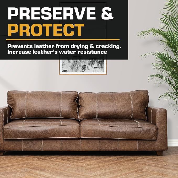 FORTIVO Leather Recoloring Balm with Mink Oil, Couch Repair Kit, Leather Dye and Restorer for Furniture - Camel