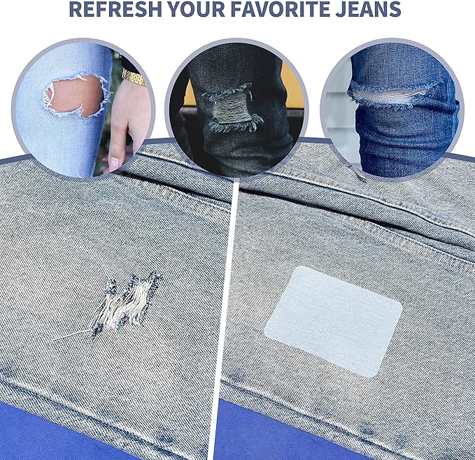 KING MOUNTAIN Iron-on Repair Patch 20 Pcs Pack,Denim Patches for Jeans Kit 3" by 4-1/4",100% Cotton Denim Iron-on Repair Patch,Jeans and Clothing Repair and Decoration Kit (Five Color 1.0)