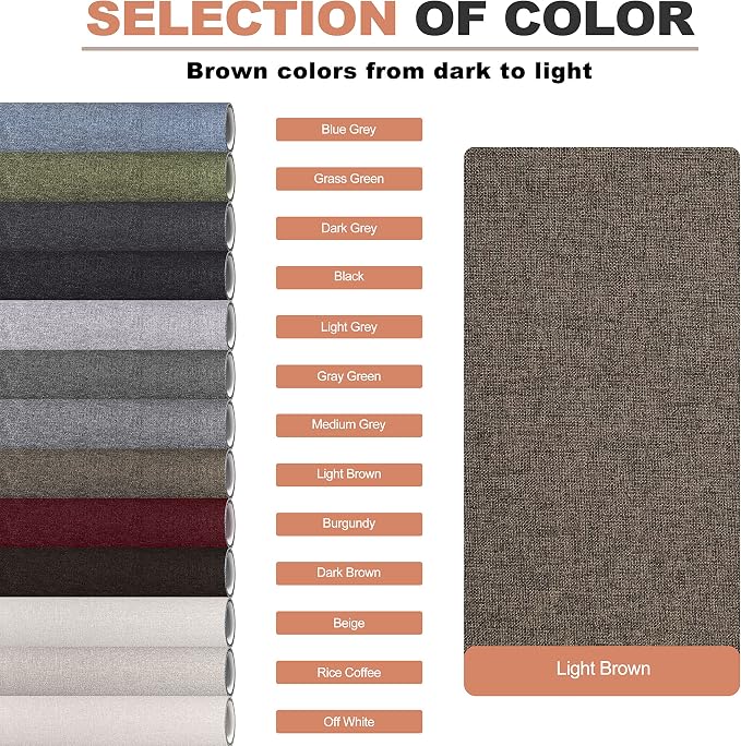Fine Linen Fabric Patches, Self-Adhesive, Extra Large 12x40 Inch, Multi Color, for Sofa & Furniture Repair (Light Brown)