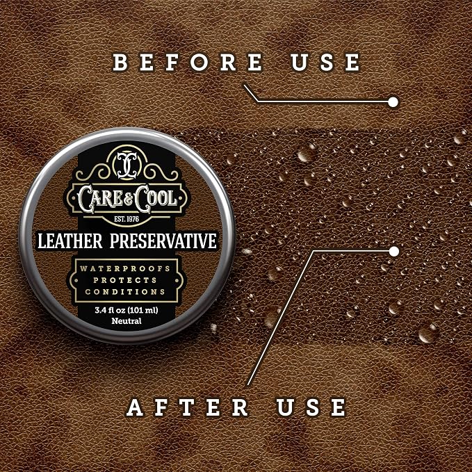 Care & Cool Ultimate Leather Conditioner and Protector (3.4 oz). Waterproofs, Restores, and Heals Your Shoes, Boots, Purses, Jackets, Couch, and Furniture. Setting the Standards Since 1976.