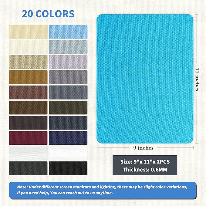 KING MOUNTAIN Canvas Repair Patch 9 x11 Inch 2 Pcs Self-Adhesive Waterproof Fabric Patch for Sofas, Tents, Furniture,Tote Bags, Car Seats (Blue)