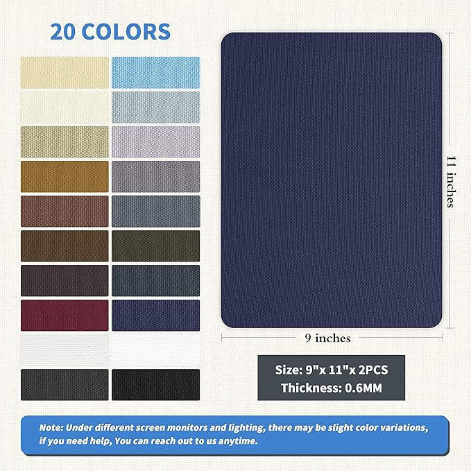 KING MOUNTAIN Canvas Repair Patch 9 x11 Inch 4 Pcs Self-Adhesive Waterproof Fabric Patch for Sofas, Tents, Furniture,Tote Bags, Car Seats (Dark Blue)